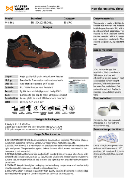 Bota de Seguridad S3  c/ Puntera y Plantilla Antiperforacion "No Metalica"