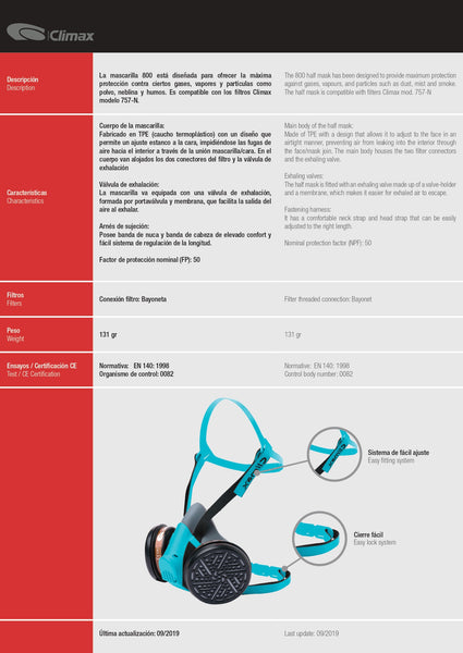 Mascara Medio Rostro Reusable con Filtro