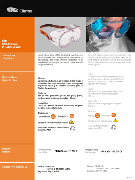 Lentes transparentes tipo goggles