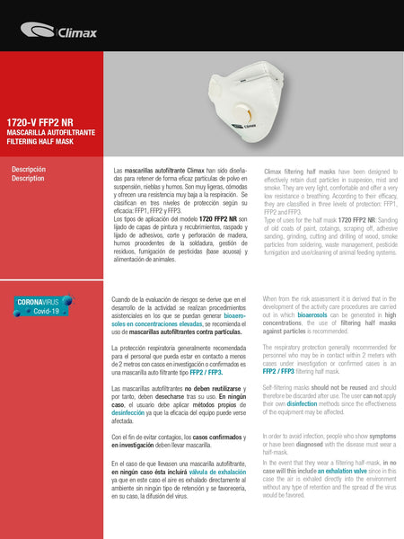 Mascarilla Filtrante con Valvula FFP2