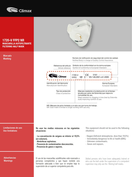 Mascarilla Filtrante con Valvula FFP2