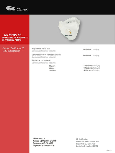 Mascarilla Filtrante con Valvula FFP2