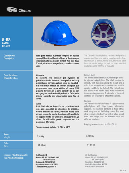 Casco de Seguridad con Arnés de 6 puntos - 5RS