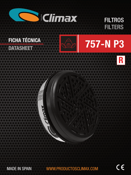 Filtros para Respiradores Climax 732 & 800 p/ Gases, Vapores Orgánicos y Partículas.s