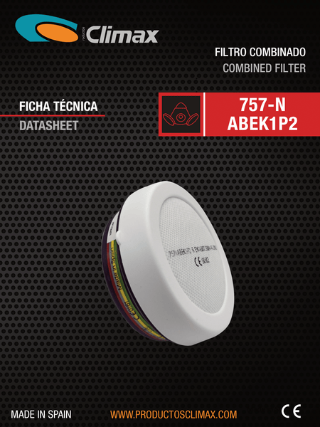 Filtros para Respiradores Climax 732 & 800 p/ Gases, Vapores Orgánicos y Partículas.s